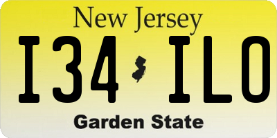 NJ license plate I34ILO