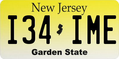 NJ license plate I34IME