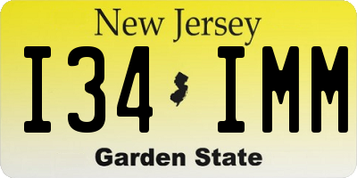 NJ license plate I34IMM