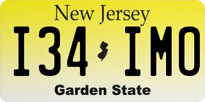 NJ license plate I34IMO