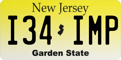 NJ license plate I34IMP