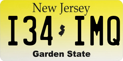 NJ license plate I34IMQ