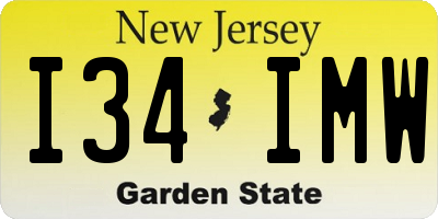 NJ license plate I34IMW