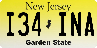 NJ license plate I34INA