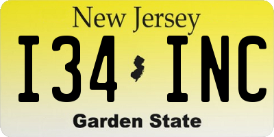 NJ license plate I34INC