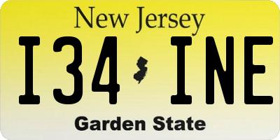 NJ license plate I34INE