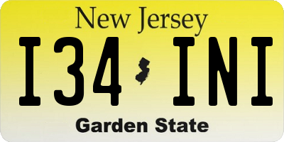 NJ license plate I34INI