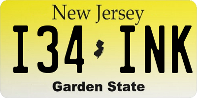 NJ license plate I34INK