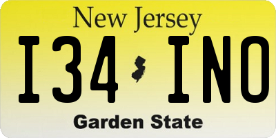 NJ license plate I34INO