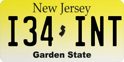 NJ license plate I34INT