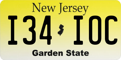 NJ license plate I34IOC
