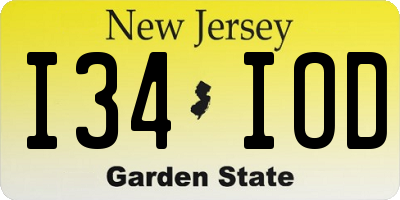 NJ license plate I34IOD