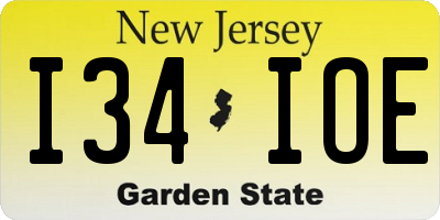 NJ license plate I34IOE