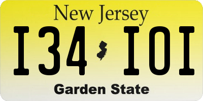 NJ license plate I34IOI
