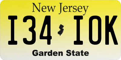 NJ license plate I34IOK