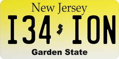 NJ license plate I34ION