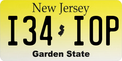 NJ license plate I34IOP