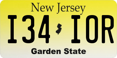 NJ license plate I34IOR