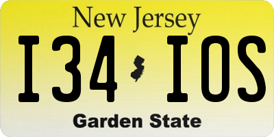 NJ license plate I34IOS