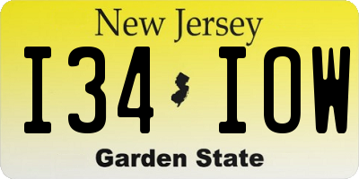 NJ license plate I34IOW