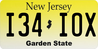 NJ license plate I34IOX