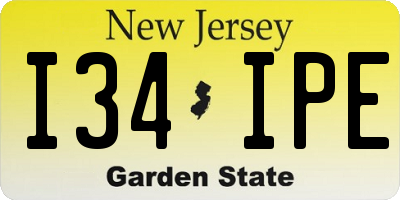 NJ license plate I34IPE