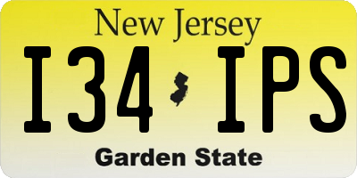 NJ license plate I34IPS