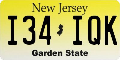 NJ license plate I34IQK