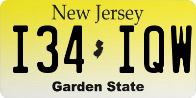 NJ license plate I34IQW