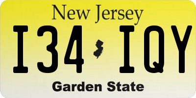 NJ license plate I34IQY