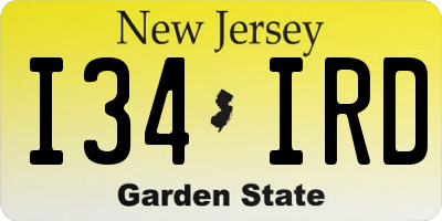 NJ license plate I34IRD