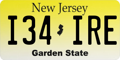 NJ license plate I34IRE