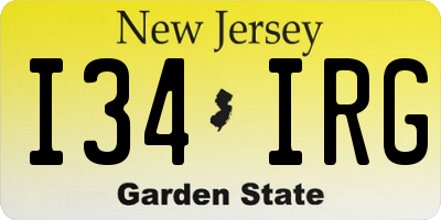 NJ license plate I34IRG