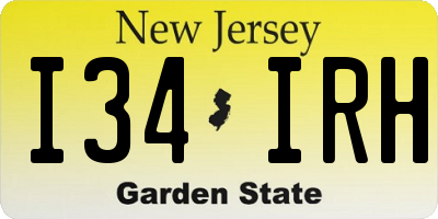 NJ license plate I34IRH
