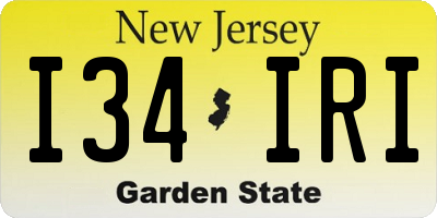 NJ license plate I34IRI