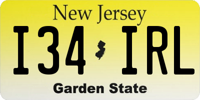 NJ license plate I34IRL