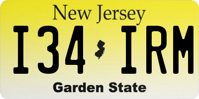 NJ license plate I34IRM
