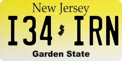 NJ license plate I34IRN