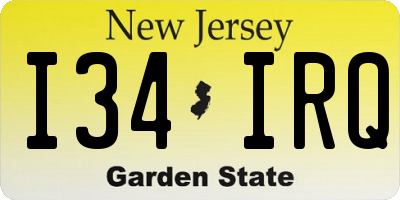 NJ license plate I34IRQ