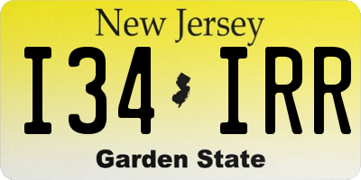 NJ license plate I34IRR