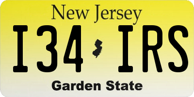 NJ license plate I34IRS