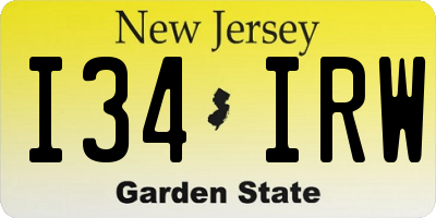 NJ license plate I34IRW