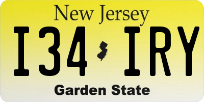 NJ license plate I34IRY