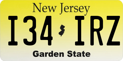 NJ license plate I34IRZ
