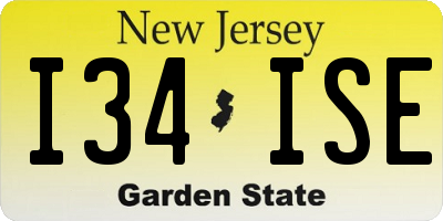 NJ license plate I34ISE