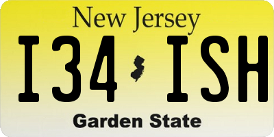 NJ license plate I34ISH