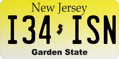 NJ license plate I34ISN