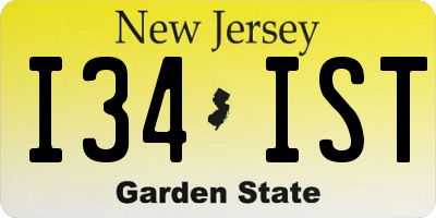 NJ license plate I34IST