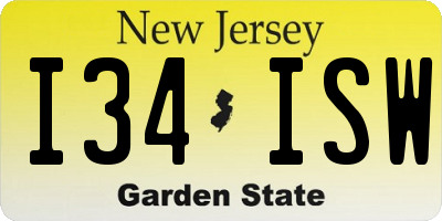 NJ license plate I34ISW