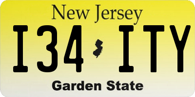 NJ license plate I34ITY